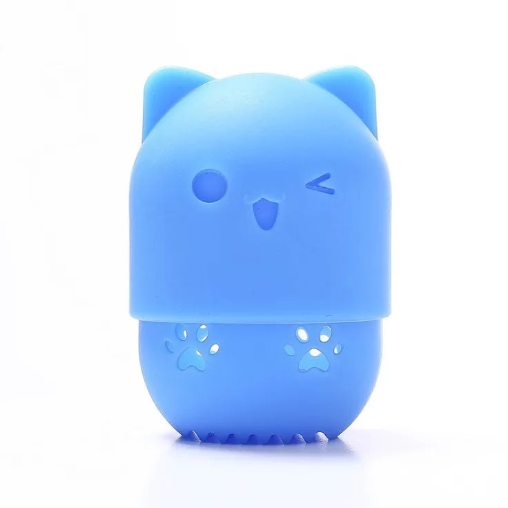 Pink Cute Cat Soft Silicone Cosmetic Sponge Box Holder with Beauty Eggs Portable Powder Puffs Holder Sponge Make Up Drying Cases