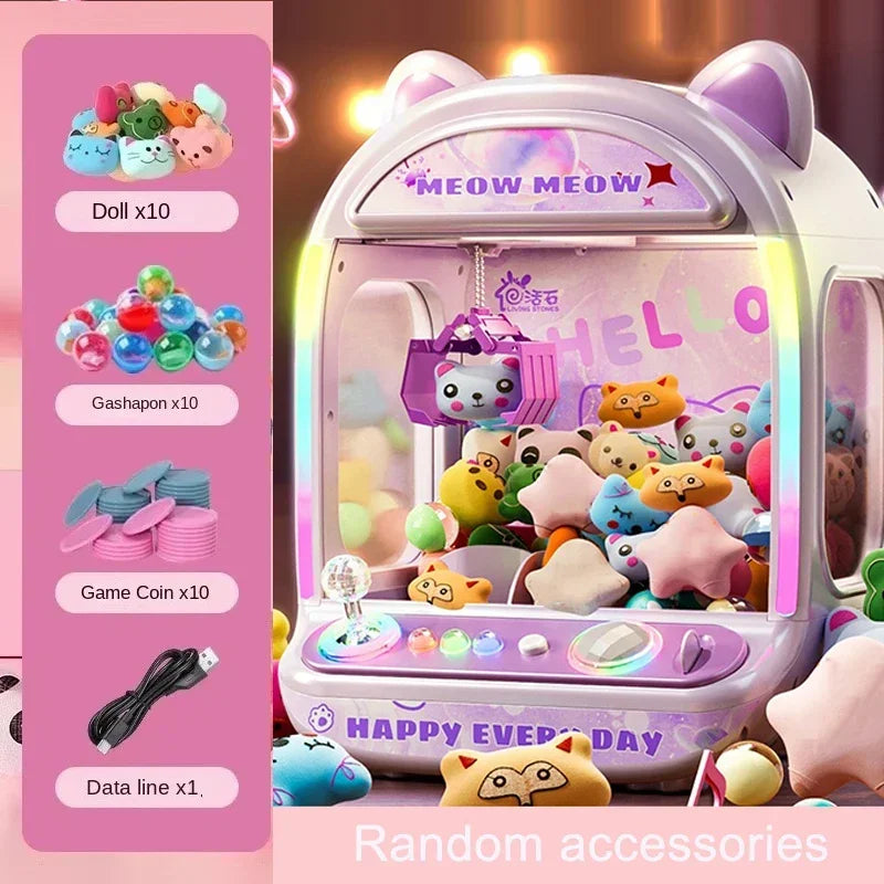 DIY Automatic Doll Machine Kids Coin Operated Play Game Mini Claw Catch Toys Crane Machines Music Doll for Christmas gifts