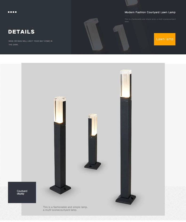 Outdoor Waterproof Lawn Lamp Modern Minimalist Villa Garden Lights Community Courtyard Path LED Landscape Lighting AC110/220V