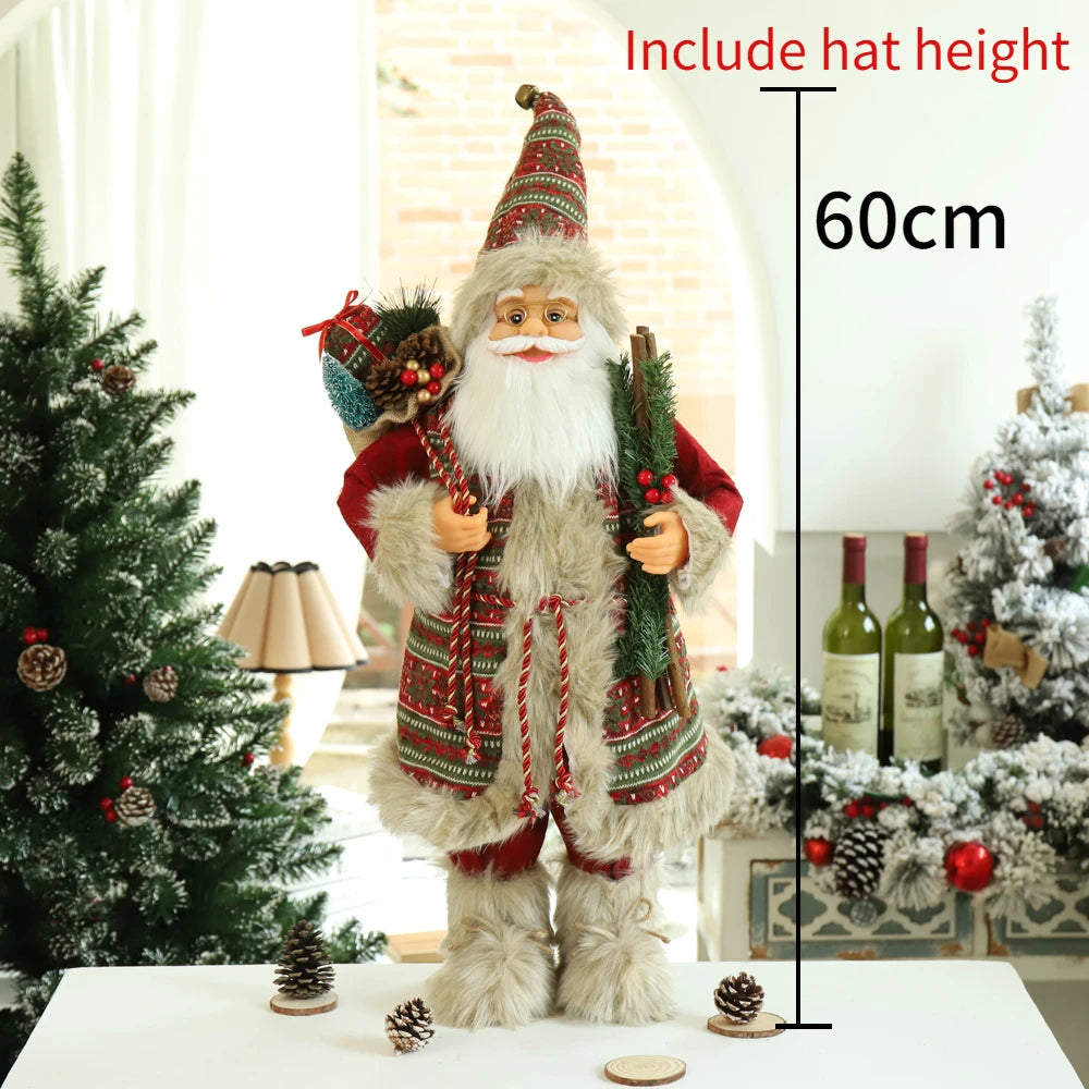 60CM Large Santa Claus Dolls Ornaments Standing Santa Figurine Doll Christmas Home Decoration Kids Gift navidad home decor