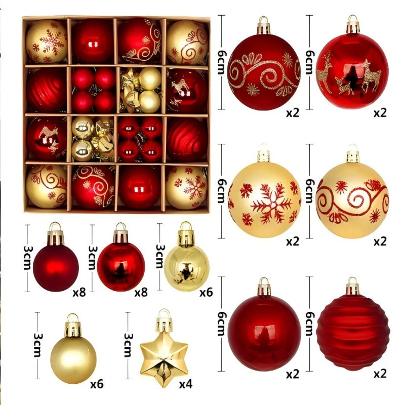 32 Style Christmas Balls Gold Red Christmas Tree Decoration Hanging Bauble Balls Pendant Xmas Party Supplies New Year Gift 2026