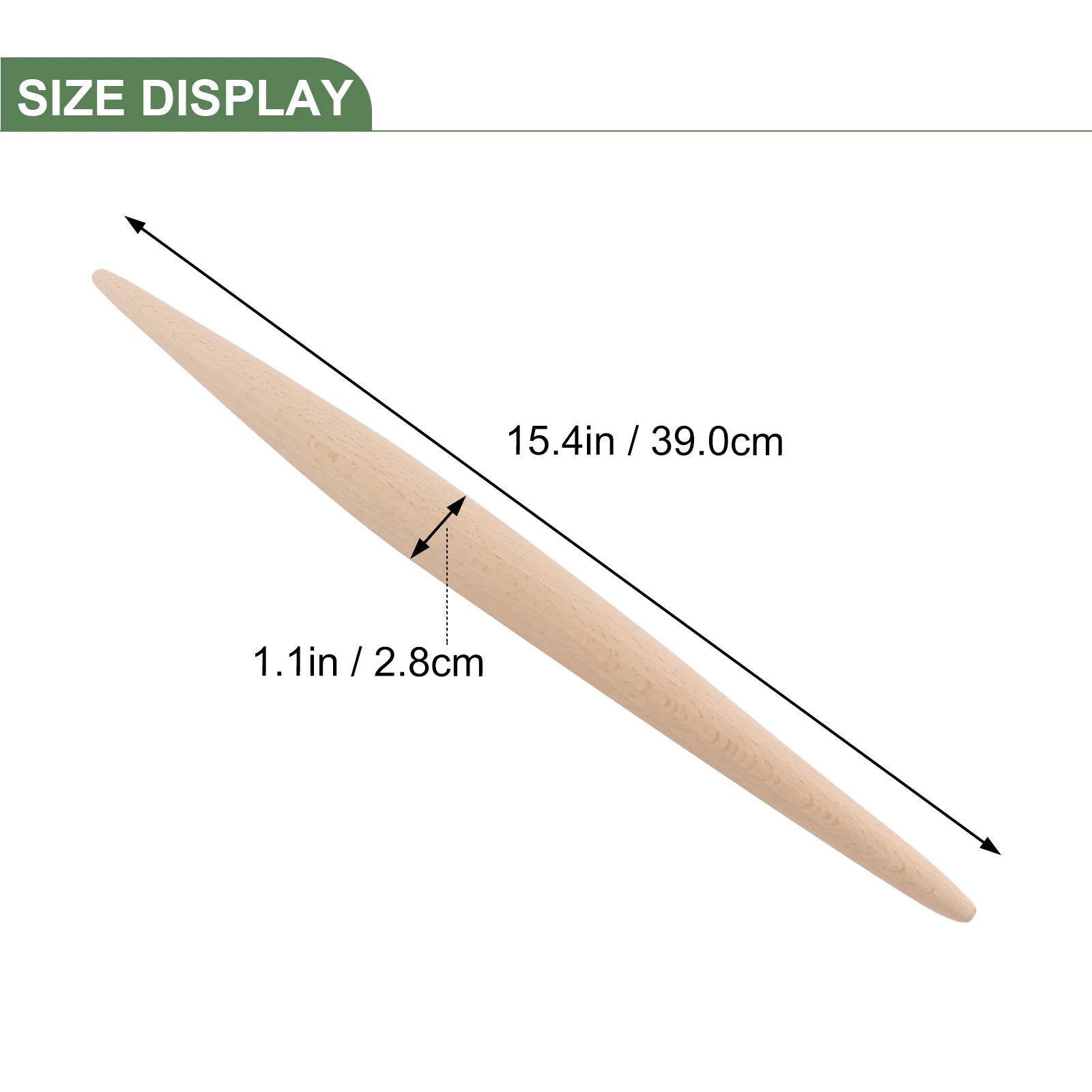 Wooden Rolling Pin 39Cm X 2.8Cm Solid Wood Dough Pastry Roller For Baking Fondant Cake Noodle Making Kitchen Utensil Tool
