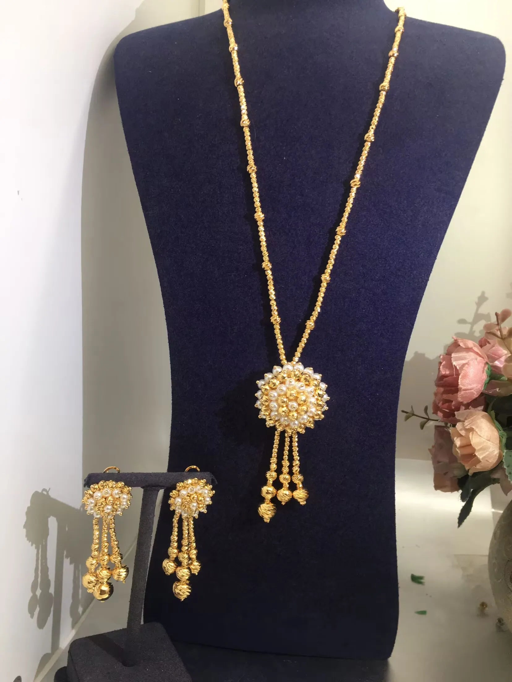 ACCKINGTrendy Fashion2 PCS Luxury Waterdrop Indian Jewelry Sets For Women Wedding Party Indian Dubai Bridal jewelry Set