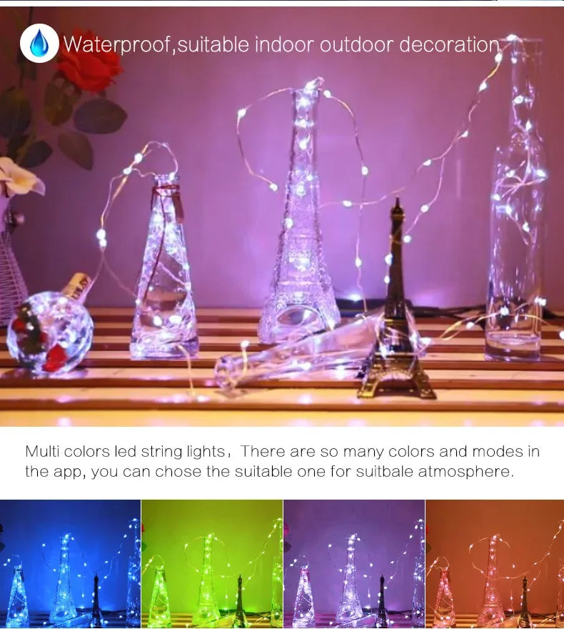 Christmas Tree LED Fairy Lights Smart Bluetooth Garland Festoon LED Chain Light Outdoor Waterproof New Year Decoration 2025