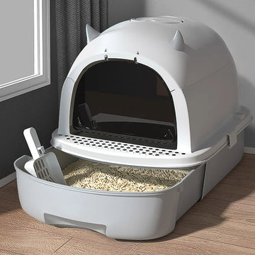 Enclosed Cat Litter Box with Drawer and Scoop