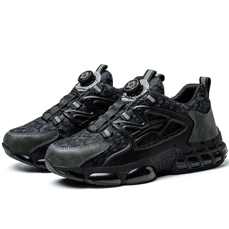 Rotating Button Steel Toe Safety Shoes – Lightweight Puncture-Proof Work Boots for Men