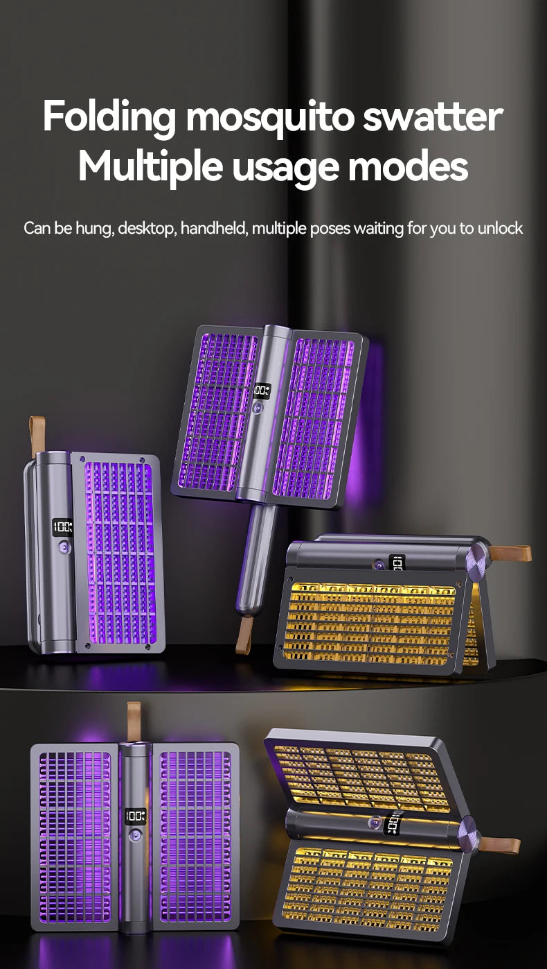 Electric Shock Mosquito Swatter Foldable Zapper Anti Mosquito Lamp Repellent Killer Rechargeable Portable Indoor Outdoor Use