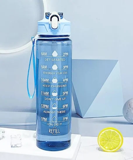750ML Sports Water Bottle with Time-Tracking Straw Leak Proof Locking Flip Cover for Easy Carry Ideal for Outdoor Adventures