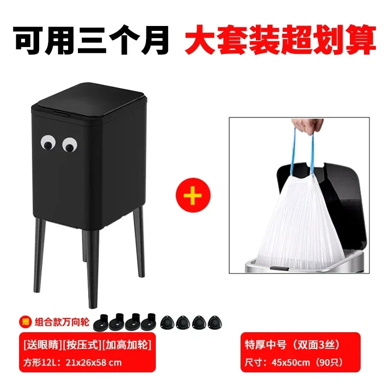 Kitchen Eye-Catching Garbage Can High-Standing Trash Bin Stylish Home Living Room Roller Creative Mobile Bedroom Bin