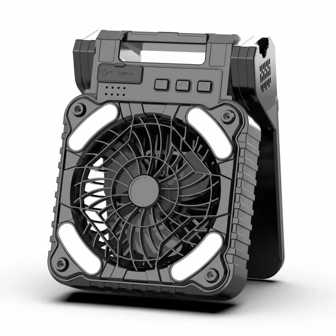 10000mAh Solar - Powered Camping Lantern with 4 - Speed Fan 90° Foldable, Rechargeable & Powerful Wind