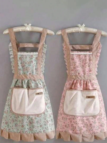 Home & Living, Kitchen & Dining, Kitchen Tools & Gadgets, Canvas Floral Hand Wipe Apron, Kitchen Home Cooking Oil and Stain Resistan