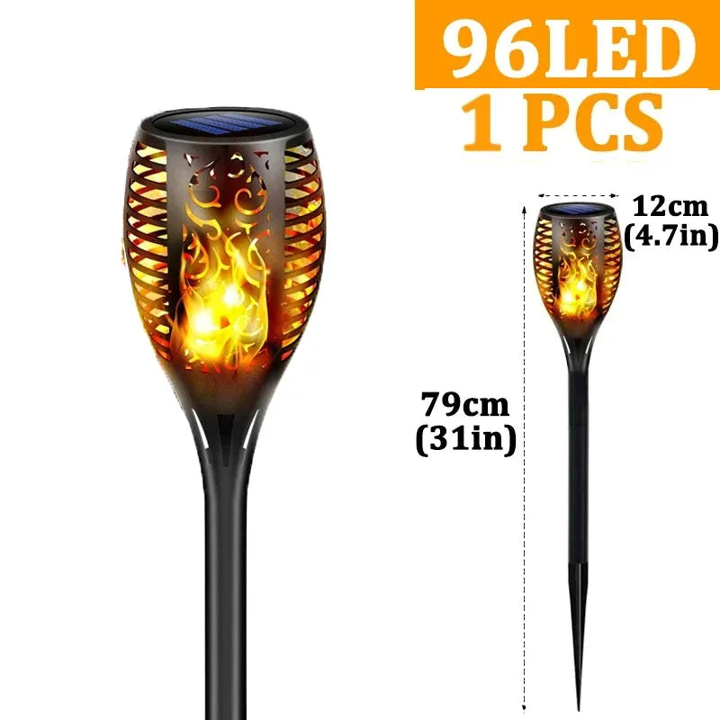 96 LED Outdoor Solar Torch Lights Waterproof Garden Patio Flickering Dancing Flame Lamp Lawn Lighting