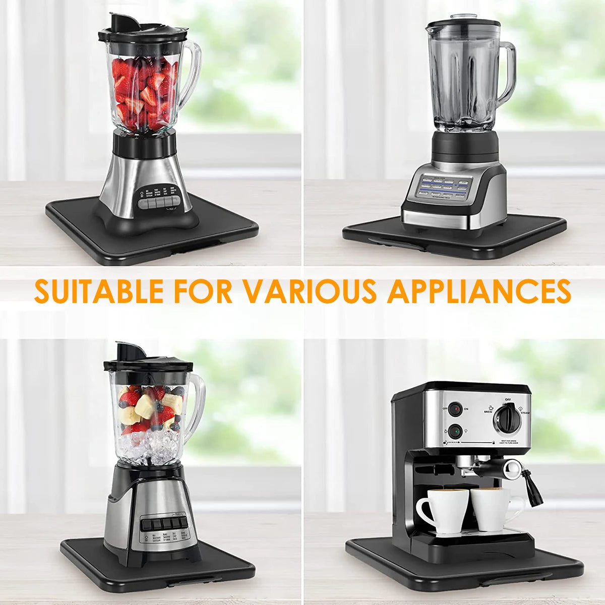 Kitchen Appliance Sliding Tray with Smooth Wheels Below Cabinet Appliance Rolling Tray Countertop Moving Slider Coffee Tray