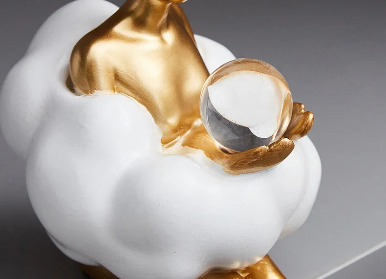 Cloud Girl Sculpture Abstract Art Figure Statue Modern Table Decoration Home Luxury Room Decor Aesthetic Design Figurine Crafts