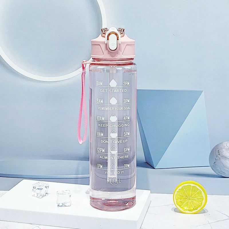 750ML Sports Water Bottle with Time-Tracking Straw Leak Proof Locking Flip Cover for Easy Carry Ideal for Outdoor Adventures