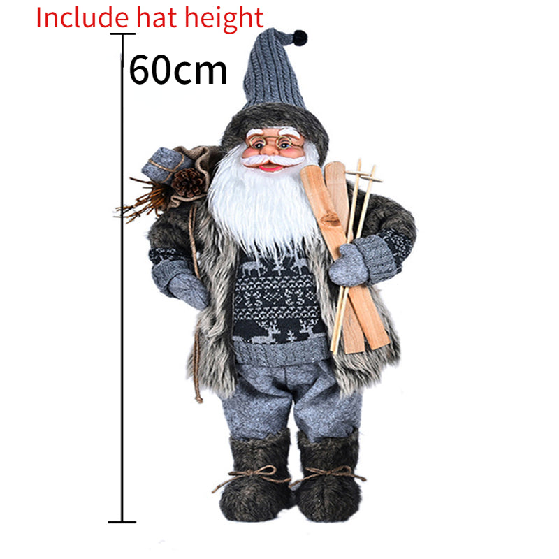 60cm Large Santa Claus Merry Christmas Decorations for Home Happy New Year 2023 Fabric Knitting Clothes Doll Window Decor