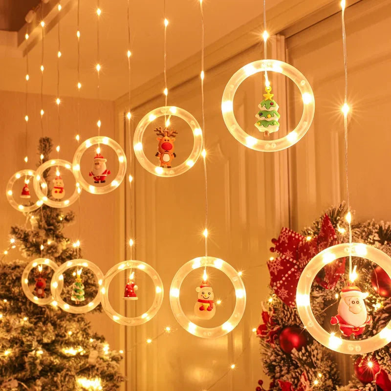 Christmas LED Strip Lights Room Garland LED Curtain Lamp USB Plug Christmas Decorations Lights for Bedroom Living Room Window