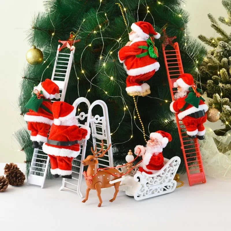 Electric Climbing Santa Claus Christmas Ornament Festive Decoration for Kids Gift Shopping Mall Holiday Scene Display