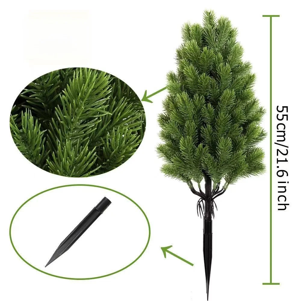 2pcs Artificial Christmas Pine Trees with Black Spiked Base - Indoor/Outdoor Holiday Decor-  Thanksgiving, Christmas Decor