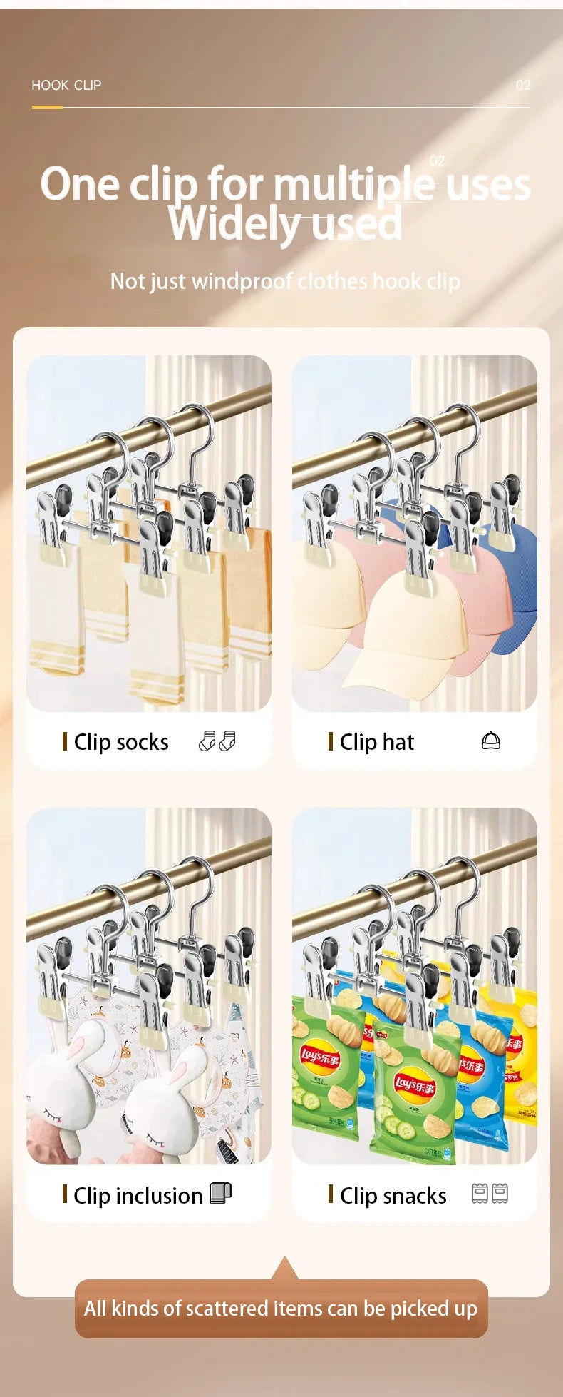 Stainless Steel Multi-Functional Clothes Hanger Clips – Wardrobe Organizer