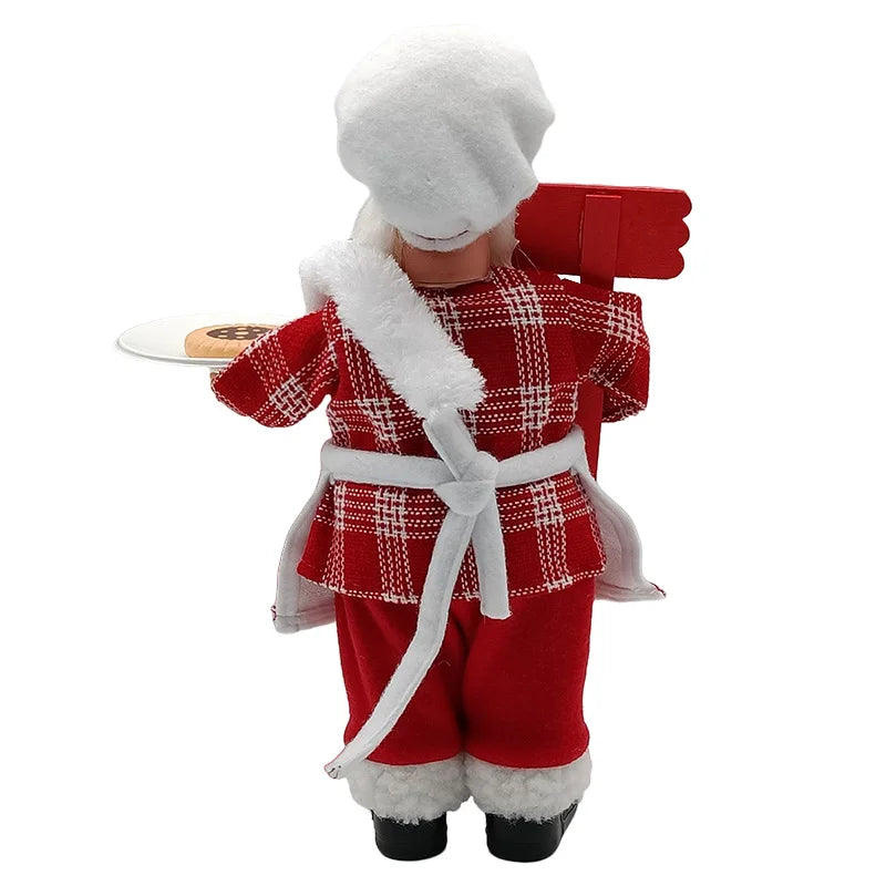 12 inch Christmas Standing Chef Santa Claus Merry Christmas Decoartions For Home Xmas Ornaments Navidad Party Supplies Noel 2023