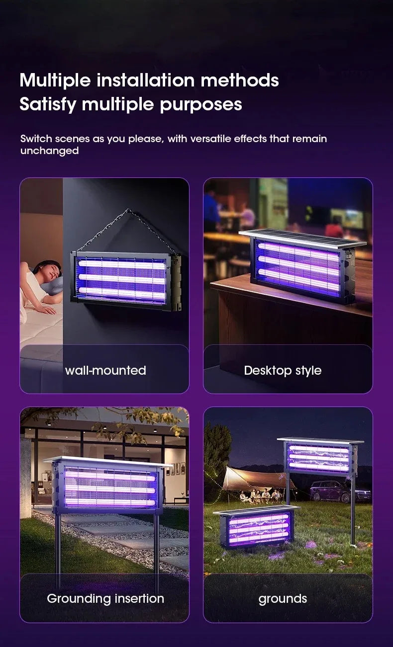 Solar Outdoor Mosquito Killer Lamp UV Light Trap Electric Shock Waterproof  Auto On Off Light Sensor Eco Friendly  Garden Camp