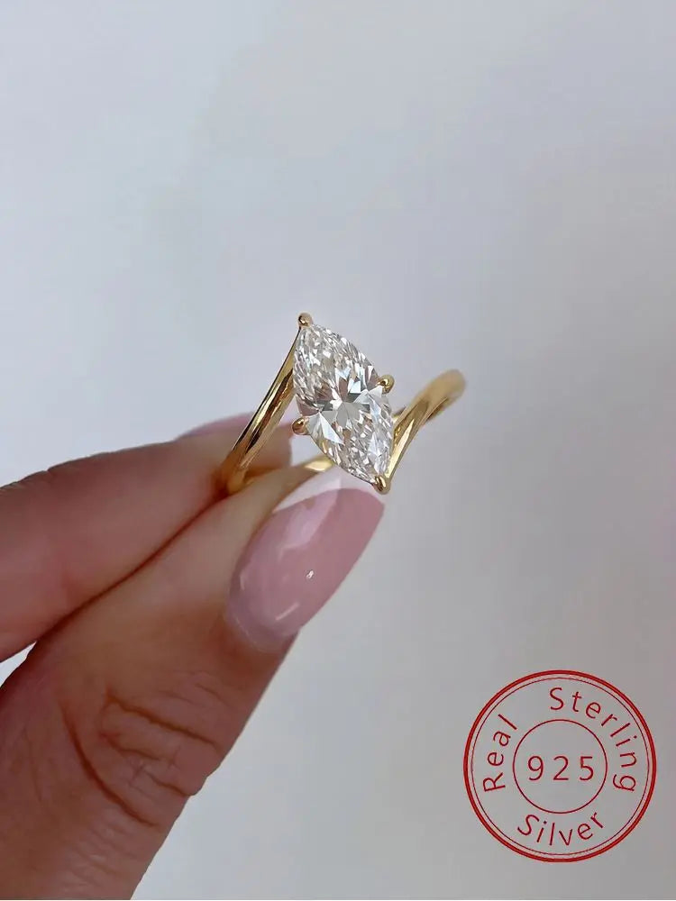925 Sterling Silver Fashion Luxury Twisted Arm Marquise Zircon Ring For Women Engagement Wedding High Quality Fine Jewelry