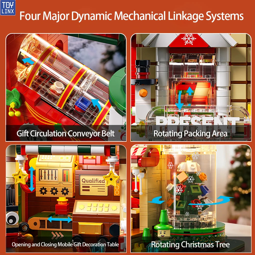 2782 PCS Christmas DIY Building Blocks Sets Ornaments Construction Blocking Factory Model Toys For Children Gifts with Led Light