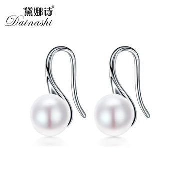 Dainashi 925 Sterling Silver Natural Pearl Earrings Simple Round Classic Earrings Fashion fine Jewelry Gifts earrings for Women