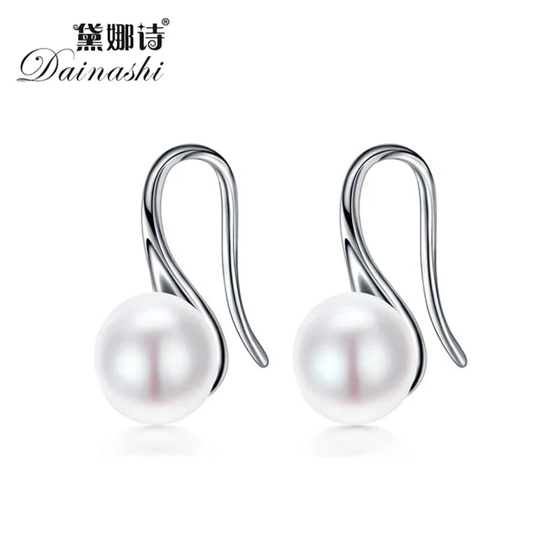 Dainashi 925 Sterling Silver Natural Pearl Earrings Simple Round Classic Earrings Fashion fine Jewelry Gifts earrings for Women