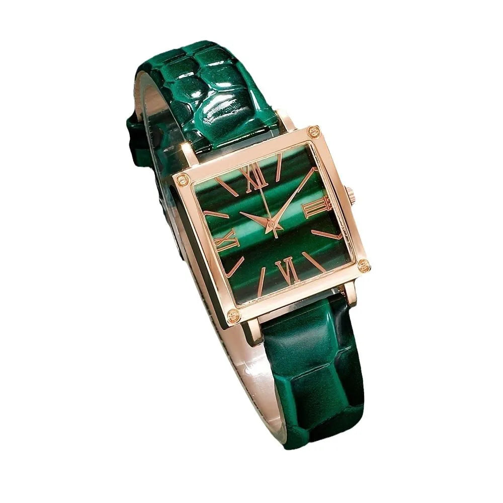 Women Fashion Watches Heart Rhinestone Ring Necklace Earring Jewelry Set Luxury Dress Quartz WristWatch Simple Elegant Watch Gif