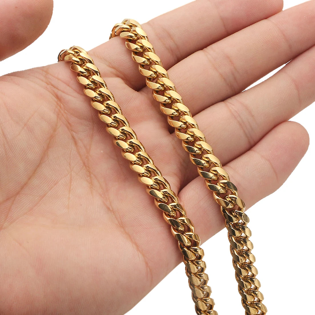 New Arrival 6mm-18mm Any Length 316L Stainless Steel Miami Curb Cuban Chain Necklace for Men & Women Gift Crystal Lock