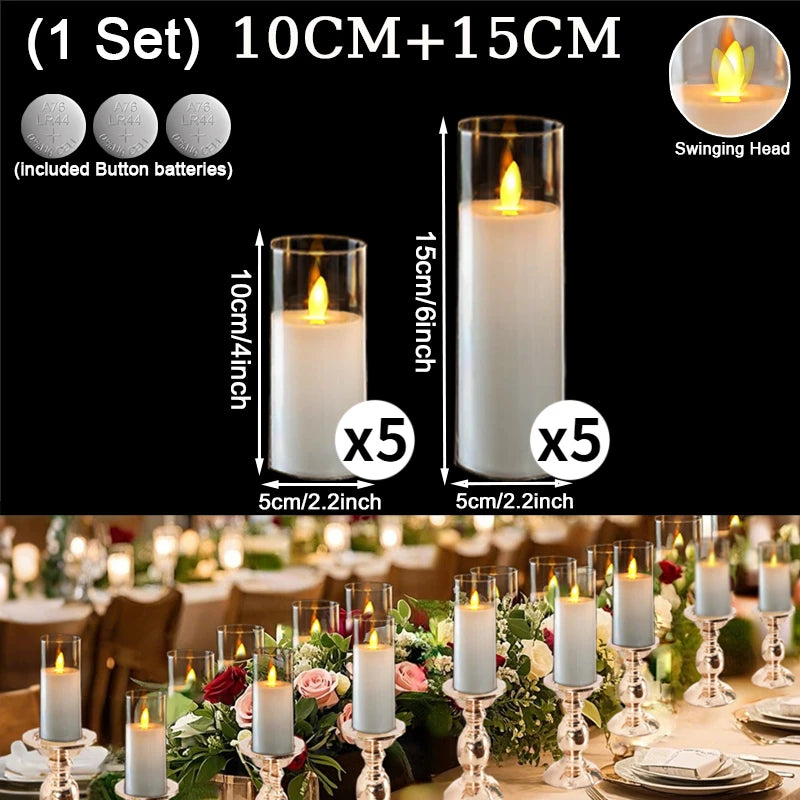 10-180PCS Wedding Led Candles Artificial Candles Led Flickering Flameless Candles with Batteries Operated Home Decor Acrylic Cup