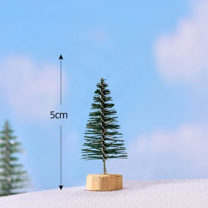 12Pcs DIY Mini Christmas Tree Sisal Silk Cedar Desktop Decoration Small Christmas Tree 2025 Xmas New Year Decor Micro-landscape