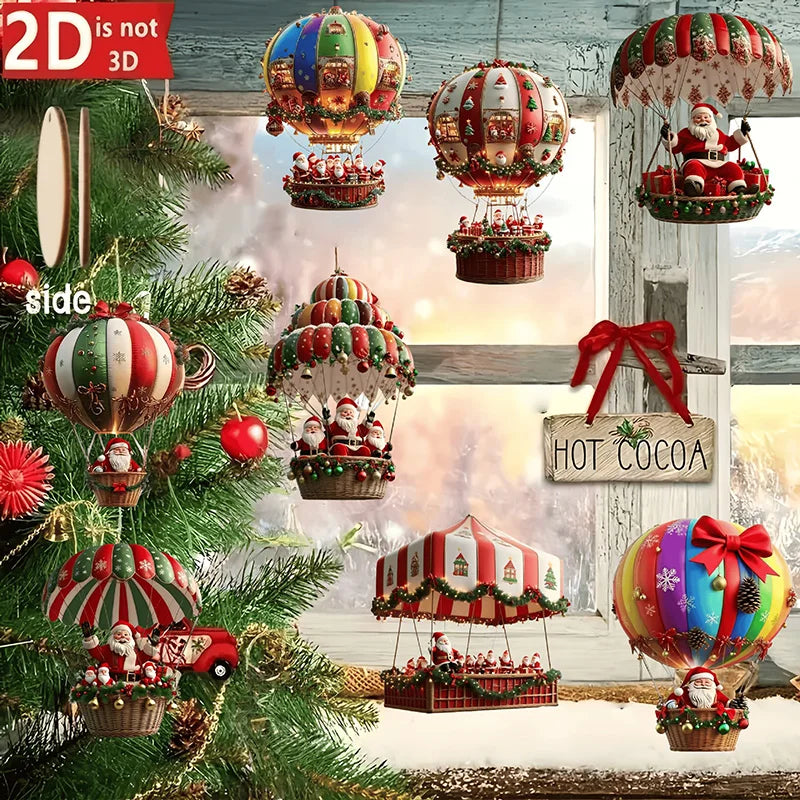 2D Santa Claus Parachute Christmas Tree Ornaments New Year Party Decoration 2025 Christmas Indoor Outdoor Home Decor DIY Gifts