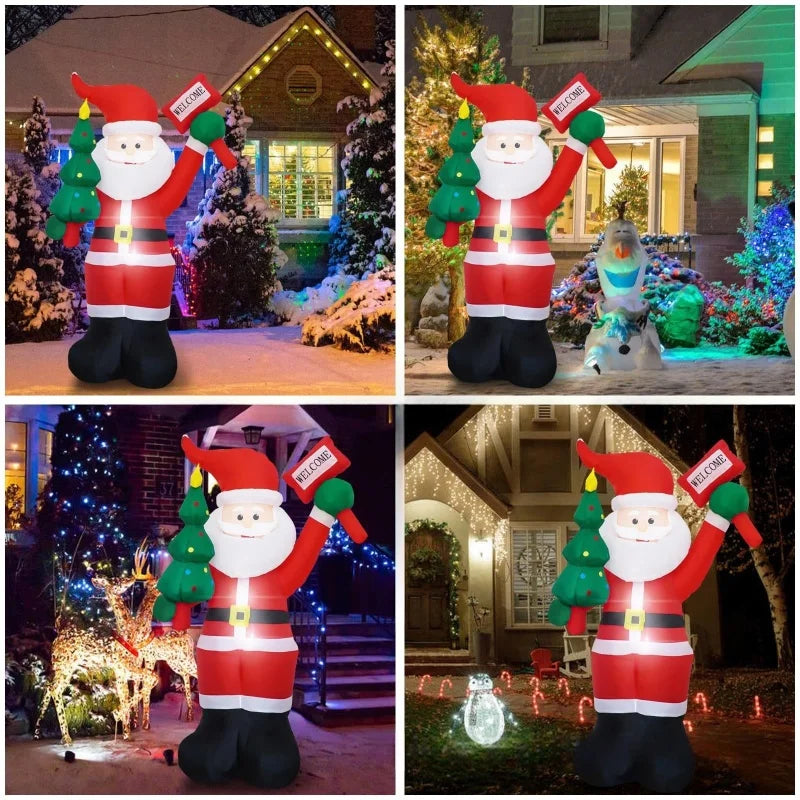 6/12FT Large Christmas Inflatables Santa Carrying Gift Bags Decoration Blow Up Xmas Toys Outdoor Courtyard Garden Party Decor
