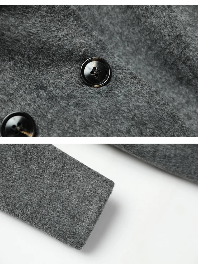 Gray Stand Collar Thickened Woolen Coat Winter Fashion Slimming Long Outerwear for Daily Wear Warm And Stylish New Arrival