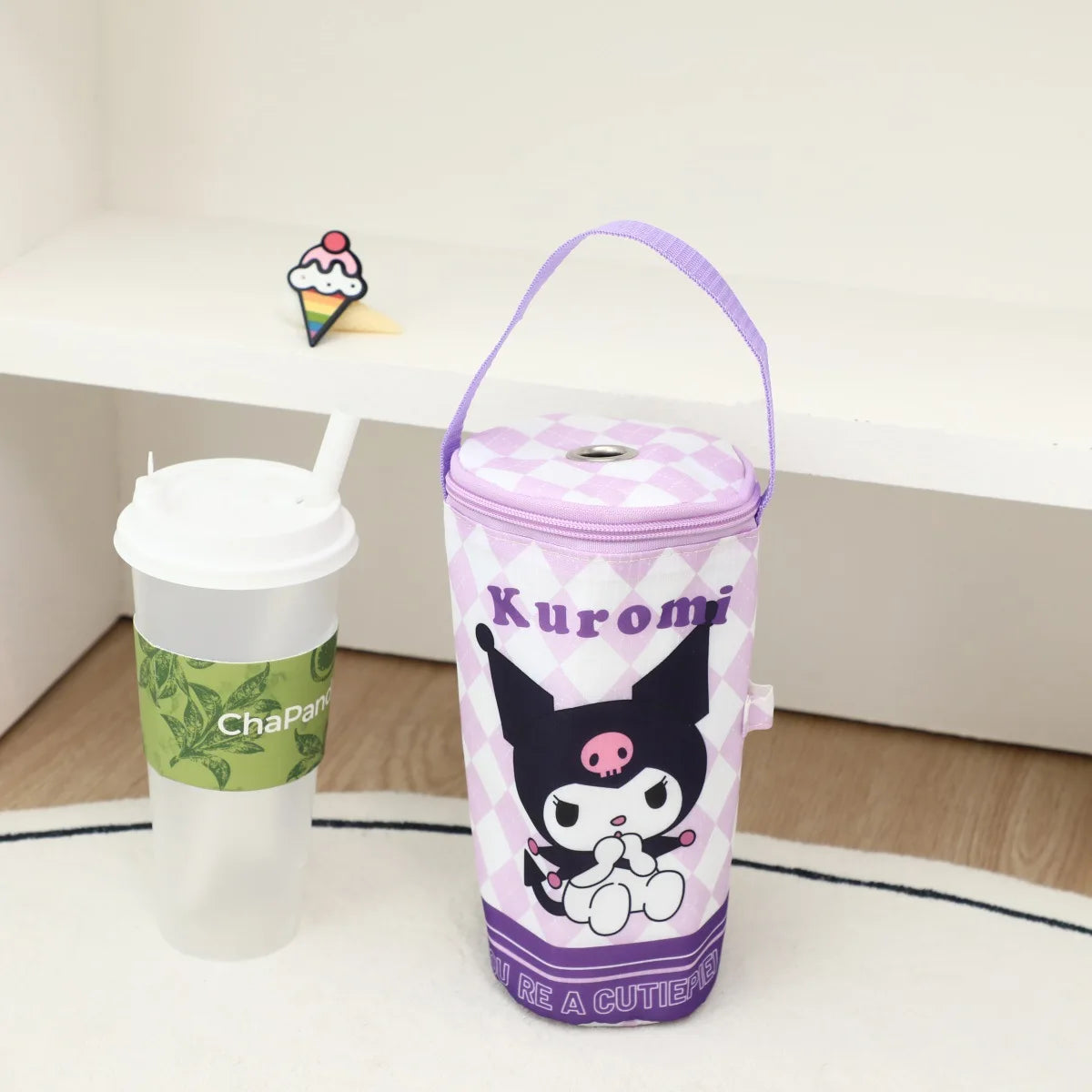 Cute Stitch Lingge Printed Portable Insulated Cooler Bag Tea Tote Bag Cartoon Eco-Friendly Carrying Insulated Cup Cover Handbag