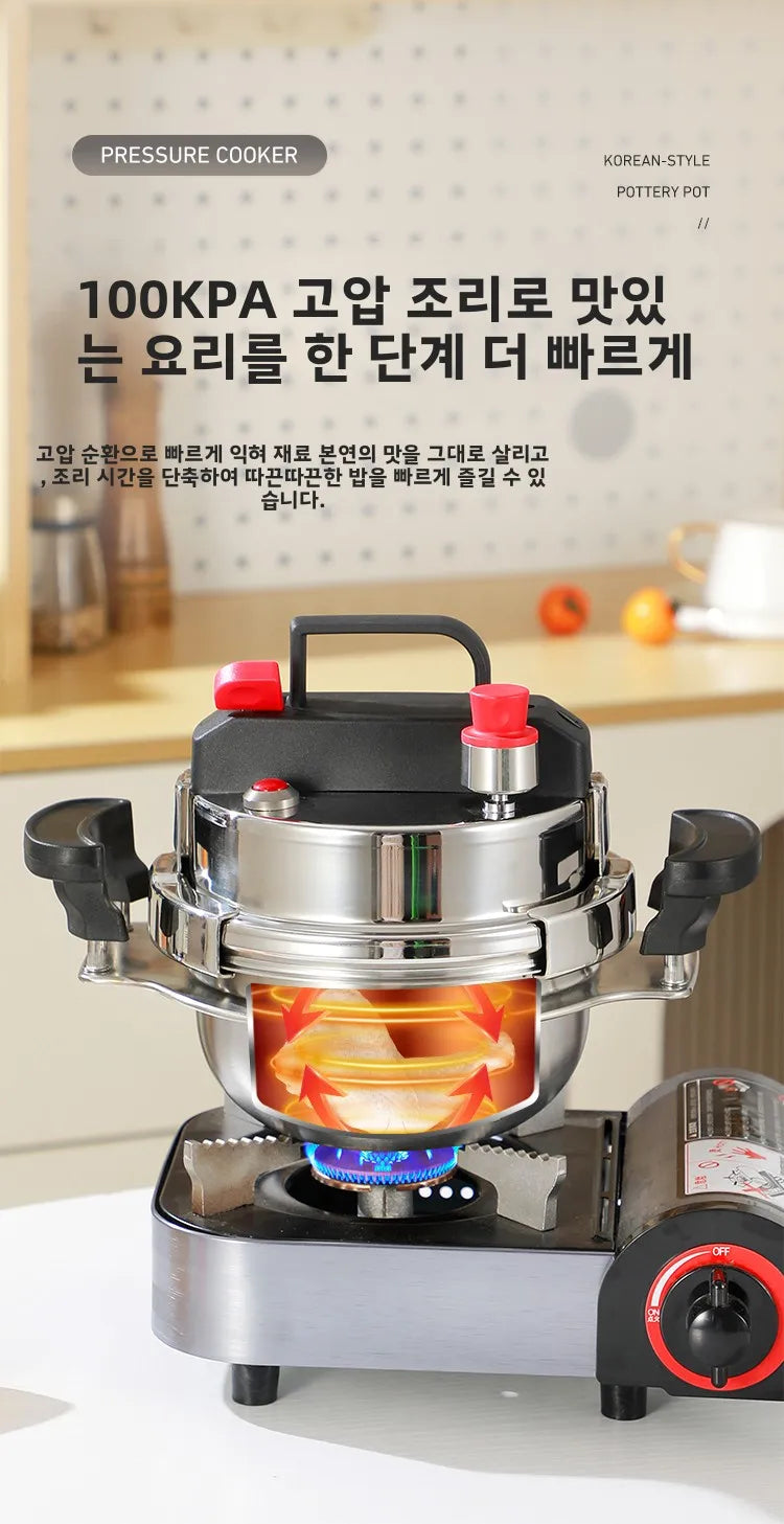 304 Stainless Steel Pressure Cooker, Includes Wooden Stand, Compatible with Gas Stoves, Suitable for Cooking Rice and Boiling Meat.
