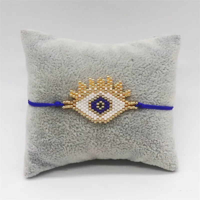 ALIYA Turkish Evil Eye Bracelet for Women Handmade Woven Colorful Miyuki Seed Beads Pulseras Lucky Greek Eye Bracelets Gift