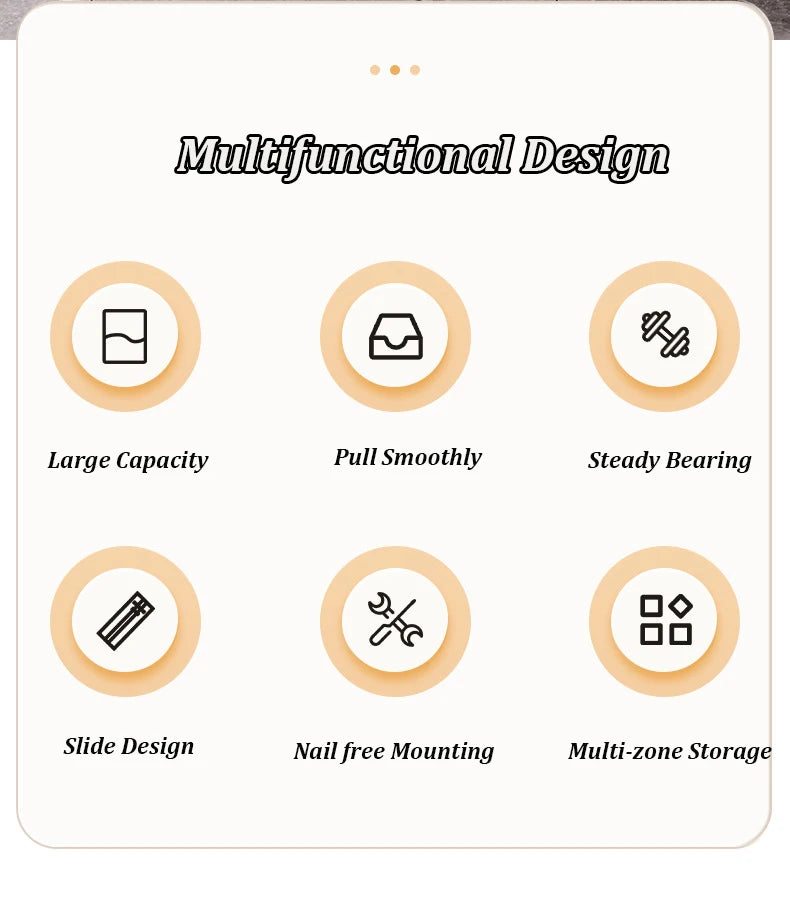 Kitchen Sliding Drawer with Slide Rail Cabinet Clothes Spice Dish Bowl Storage Rack Pull Out Cabinet Organizer Tray With Handle