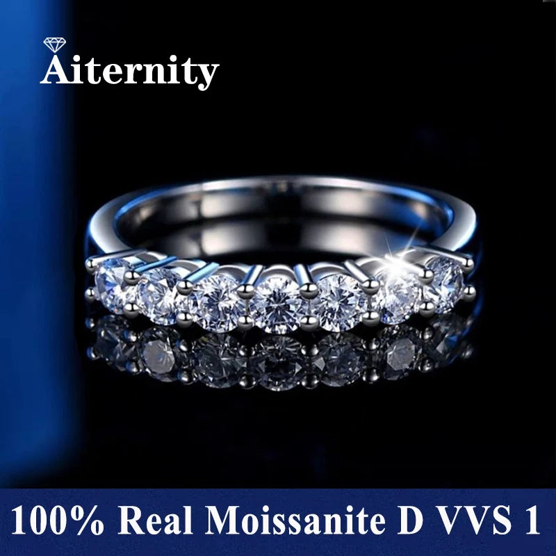 100% Pass Diamond tester Pen Moissanite Ring Matching Wedding Diamond Band for Women 925 Sterling Silver Female Single Tail Ring