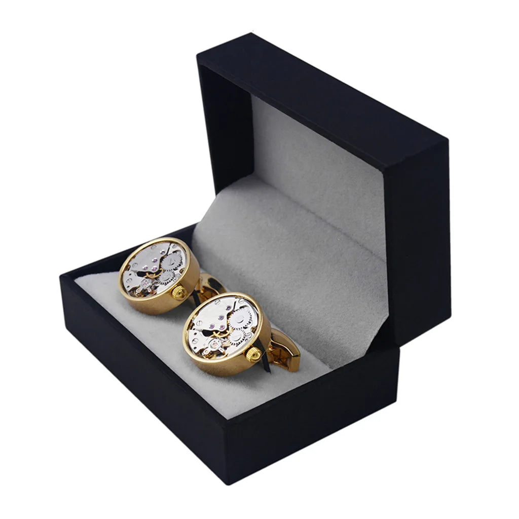 SAVOYSHI Mechanical Watch Movement Mens Shirt Cufflinks Functional Self Rotating Watch Mechanism Gears Cuff Links Gift