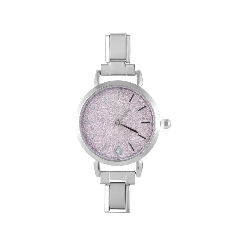 New Fashion Women's Stainless Steel Square Round Shiny Watch Bracelet For Party Friend Wife Birthday DIY Jewelry Gift