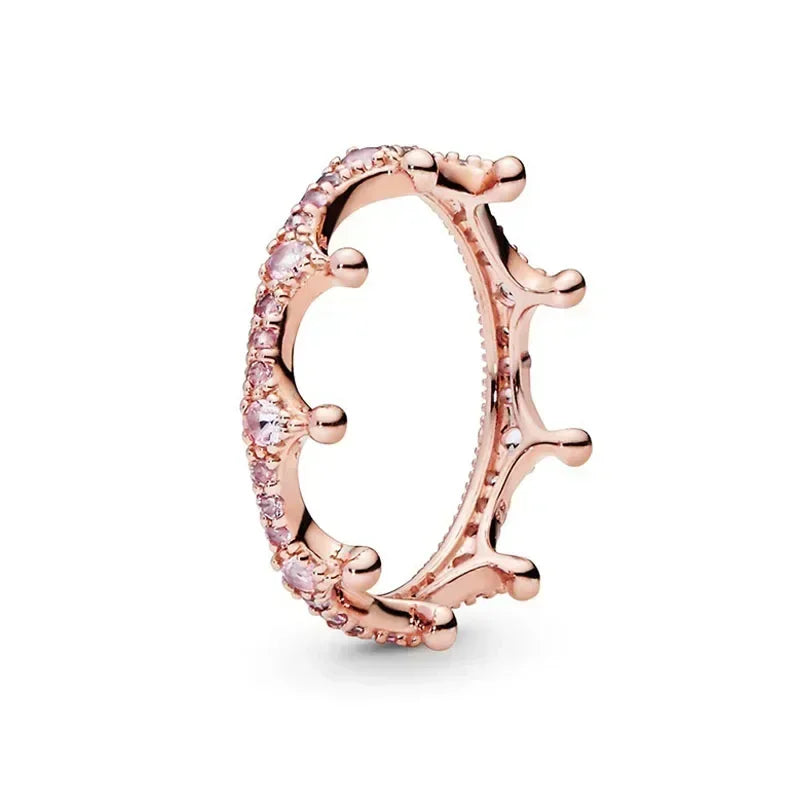 Hot selling 925 sterling silver rose gold ring high-quality luxury sparkling crystal ring women's jewelry exquisite holiday gift