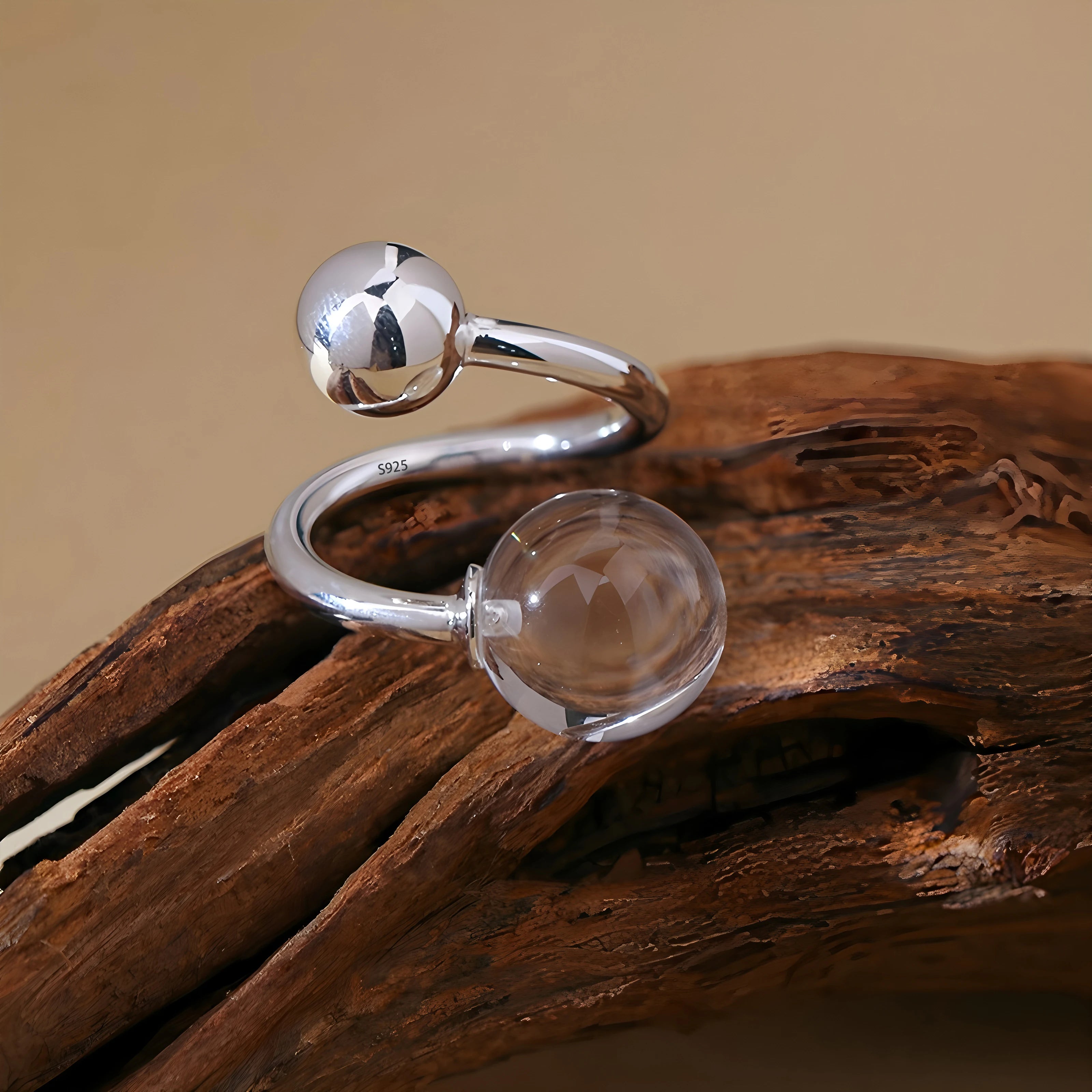 PANJBJ 925 Sterling Silver Geometry Crystal Ring For Women Ellipse Exaggerated Punk Water Drop Open Jewelry Gift Dropshipping