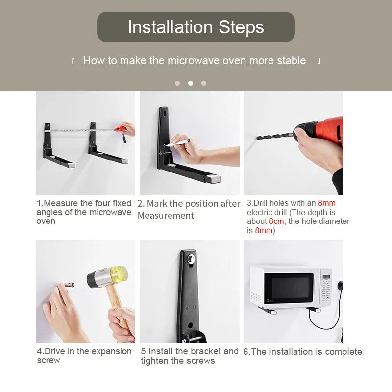 Microwave Oven Holder Folding Rack Stainless Steel Kitchen Shelf Foldable Retractable Bracket Oven Rack Hooks Telescopic Shelves