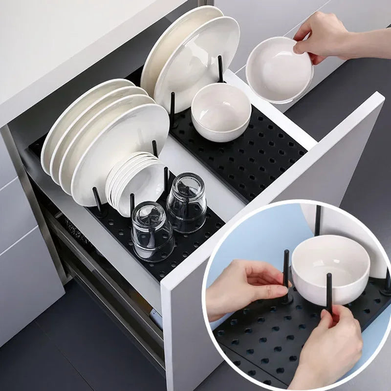 Kitchen Organizer Sink Drain Shelf Dish Drying Rack Telescopic Pan Bowl Stand Storage Drawer Adjustable Holder Home Accessories