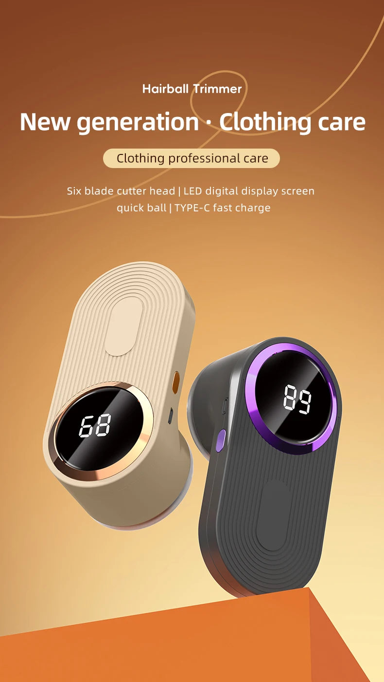 Portable Fabric Shaver LED Screen Electric Lint Remover for Clothes Sweater Fur Pill Shaver USB Rechargeable Handheld