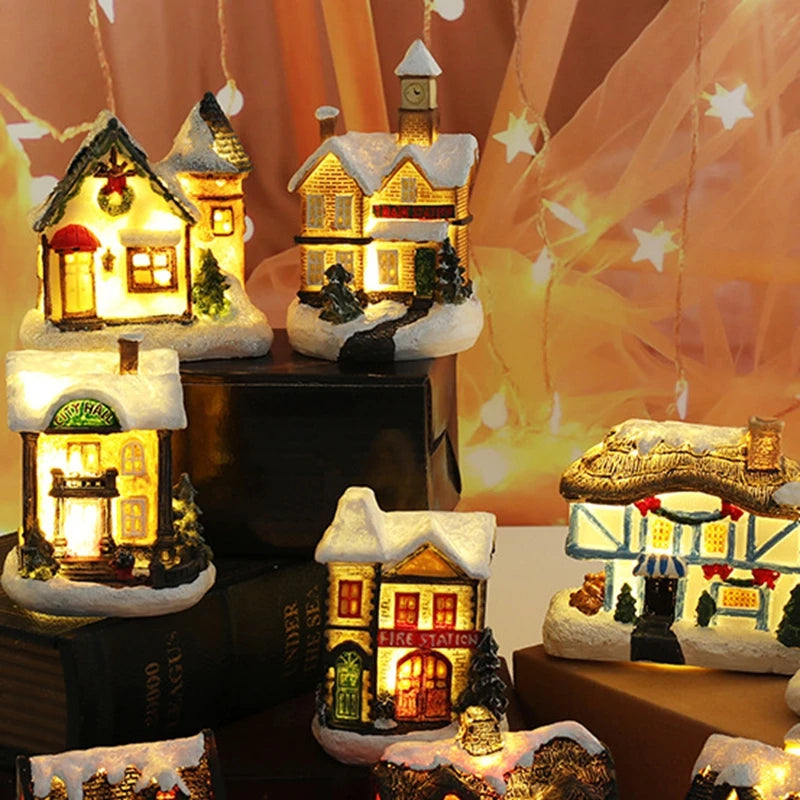 Christmas Decorations LED Night Lights Luminous Landscape House Children's Gift Christmas New Year Ornaments Festival Lighting